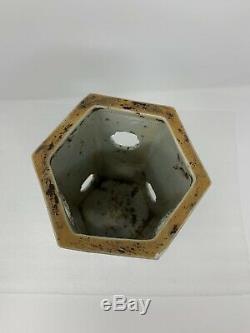 Antique Chinese Porcelain Hat Stand Hexagonal Famille Rose 10 Vase