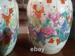 Antique Chinese Porcelain Jars Qing Parade of Boys Famille Rose