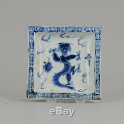 Antique Chinese Porcelain Late Ming or Transitional Plate Dragon