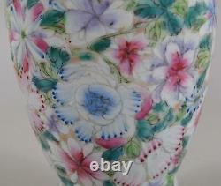 Antique Chinese Porcelain Millefleur Vase Qianlong Mark Qing Dynasty 19th C