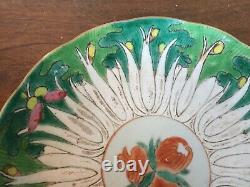 Antique Chinese Porcelain Plate Bowl Famille Vert Lettuce Cabbage 19th century