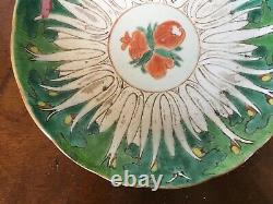 Antique Chinese Porcelain Plate Bowl Famille Vert Lettuce Cabbage 19th century
