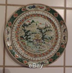 Antique Chinese Porcelain Plate Famille Vert Landscape 18th 19th century Export
