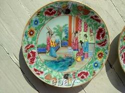 Antique Chinese Porcelain Plates Rose Mandarin Celadon