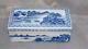 Antique Chinese Porcelain Qianlong Mark Blue White Landscape Covered Box