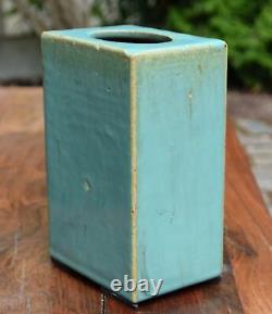 Antique Chinese Porcelain Rectangular Vase or Pillow Pale Blue Flambe Glaze