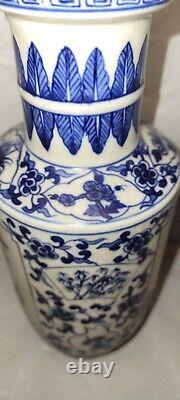 Antique Chinese Porcelain Vase Blue And White Guangxu Six-character Marks # 3849