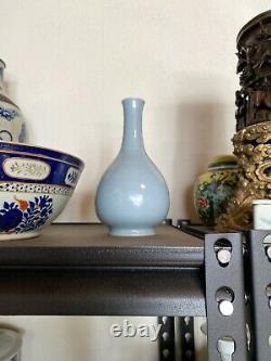 Antique Chinese Porcelain Vase Imitation Ru Monochrome Clair De Lune Qianlong