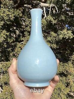 Antique Chinese Porcelain Vase Imitation Ru Monochrome Clair De Lune Qianlong