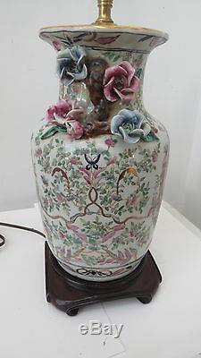 Antique Chinese Porcelain Vase with Coat of arms signed/ lamp