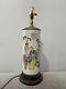 Antique Chinese Porcelain Wig Stand Vase Converted To Lamp Man & Children Dec