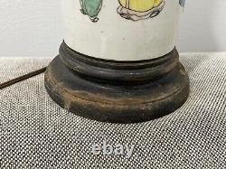 Antique Chinese Porcelain Wig Stand Vase Converted to Lamp Man & Children Dec