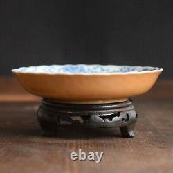 Antique Chinese Porcelain saucer in Blue & White Kangxi Mark Qing Dynasty