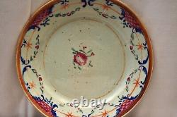 Antique Chinese Pottery Plate Exports Famille Rose Porcelain Floral Motif Old86