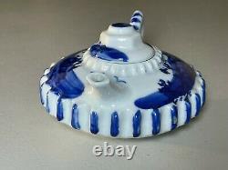 Antique Chinese Qing Dynasty Kangxi Blue White Porcelain Teapot Marked