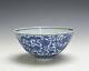 Antique Chinese Qing Qianlong Blue And White Double Dragon Porcelain Bowl