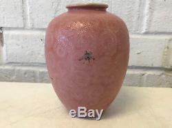 Antique Chinese Qing / Republic Signed Porcelain Vase Pink w 3 Figures Tree Moon