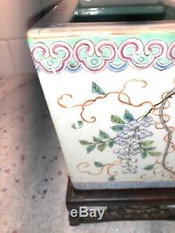 Antique Chinese Republic Famille Rose Porcelain Planters Golden Pheasants Birds