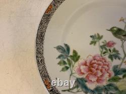 Antique Chinese Republic Period Porcelain Plate with Bird & Floral Decoration