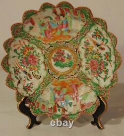 Antique Chinese Rose Medallion Famille Porcelain Scalloped Bowl 10 1/2 19th C