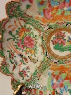 Antique Chinese Rose Medallion Famille Porcelain Scalloped Bowl 10 1/2 19th C