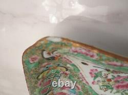 Antique Chinese Rose Medallion Porcelain Square Plate