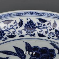 Antique Chinese Xuande blue and white folded branch melon fruit plate