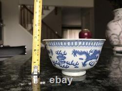 Antique Chinese blue and white porcelain bowl with Marks
