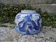 Antique Chinese Blue & White Water Pot With Dragon Marks 19th C Qing Porcelain