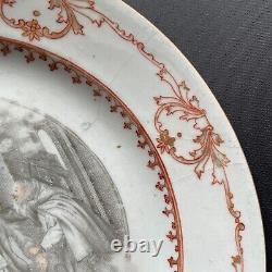 Antique Chinese export porcelain grisaille and gilt plate, Qianlong, 18thC #1361