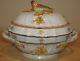 Antique Herend Soup Tureen & Lid Yellow Bird Finial Chinese Bouquet Rare
