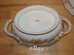 Antique Herend Soup Tureen & Lid Yellow Bird Finial Chinese Bouquet RARE