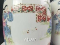 Antique Hongxian Republic Chinese Porcelain Mirror Pair Vases