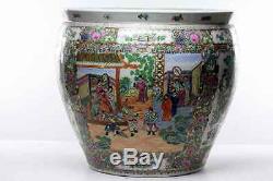 Antique Huge Chinese Famille Porcelain Fish Bowl Guangxu Planter Jardinier