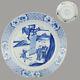Antique Kangxi Chinese Porcelain Literati Blue And White Figural Plate Marked