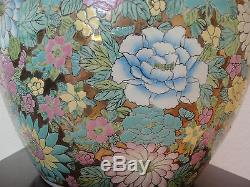 Antique Large Chinese Famille Rose Porcelain Millefleur Fish Bowl Planter Vase