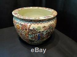Antique Large Chinese Oriental Asian Pottery Porcelain Fish Bowl Planter