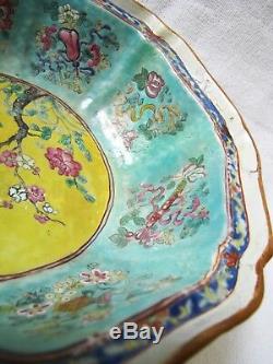 Antique Qing Early 19th Century Chinese Export Porcelain Octagonal Punch Bowl