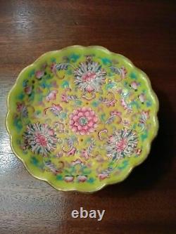 Antique Small Chinese Bowl Porcelain Tongzhi Yellow Measures 4 Inches