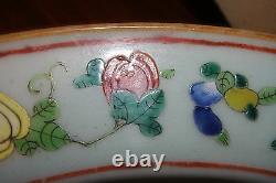 Antique Vintage Old Chinese Celadon Porcelain Famille Rose Large Basin Bowl