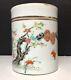 Antique Wucai Famille Rose Enameled Chinese Porcelain Cylindrical Box 19th C