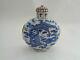 Antique Chinese Blue And White Porcelain Snuff Bottle, Marked