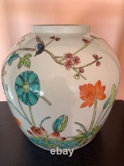 Antique chinese famille rose porcelain big jar