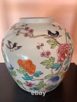 Antique chinese famille rose porcelain big jar