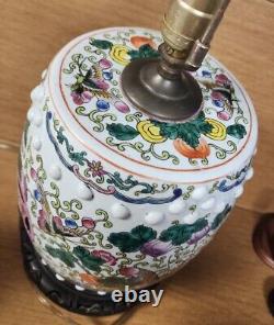 Antique chinese porcelain famille rose garden seat lamp