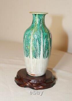 Antique early 19th century Chinese hand enameled porcelain cabbage vase wax seal