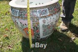 Antique huge very large Chinese Famille Rose Porcelain Fish Bowl Planter Jar 18