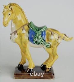 Authentic Antique Chinese Famille Rose Sancai Glazed Porcelain Lion Horse