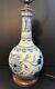 Beautiful Blue And White Antique Chinese Porcelain Garlic Head Vase W Lamp Mount