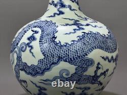 Beautiful Chinese Hand Painting Blue&white Porcelain Dragon Globular Shape Vase